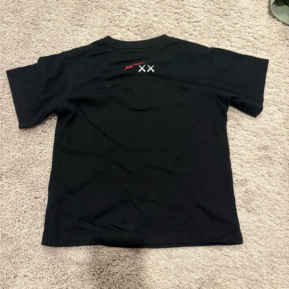 KAWS Black Graphic Tee with White Robot & Bear Sketches